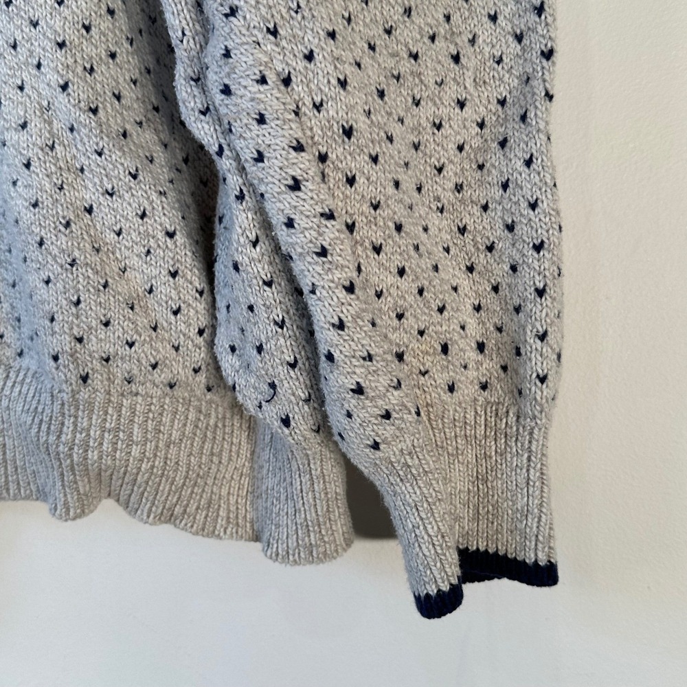 Eddie Bauer Vintage Mens Large Grey Navy‎ Birdseye Knit Cotton Sweater L/G - Picture 3 of 7